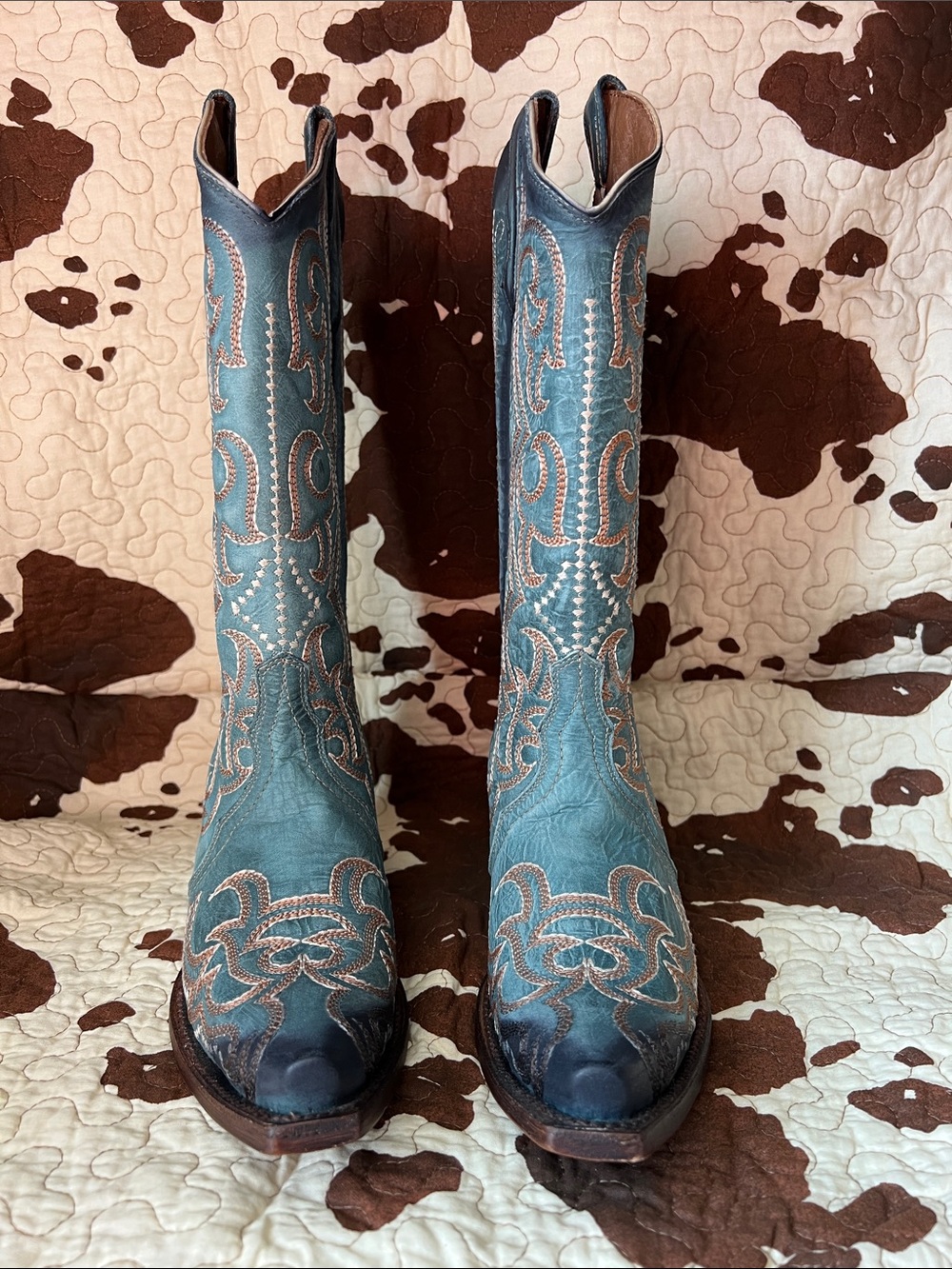 Circle G Teal and Brown Western Embroidered Cowboy Boots